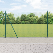 vidaXL Svetsat trådstängsel med 13 flangerade stolpar Grön 1.4x25 m St...