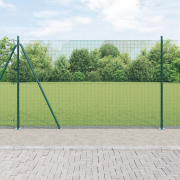 vidaXL svetsat trådstaket med 13 flänsade stolpar Grön 1.6x25 m Stål