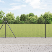 vidaXL svetsat trådstängsel med 7 flänstolpar Grå 0.8x10 m Stål