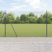 vidaXL svetsat trådstaket med 7 flangestolpar Grå 1.4x10 m Stål