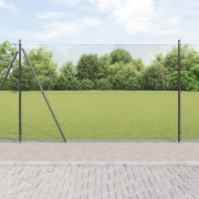 vidaXL Svetsat Trådgärde med 7 Flangade Stolpar Grå 1,5x10 m Stål