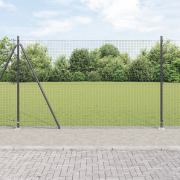 vidaXL Svetsat trådskärmsstängsel med 7 flänsade stolpar Grå 1.6x10 m ...