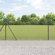 vidaXL Svetsat Trådstängsel med 13 Flangerade Stolpar Grå 1.5x25 m Stå...