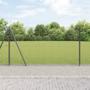 vidaXL Svetsad trådgence med 13 flangade stolpar Grå 1.2x50 m Stål