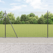 vidaXL svetsat trådstaket med 13 flangerade stolpar grå 1.4x50 m stål