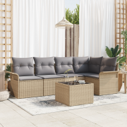 vidaXL 6-delad TrädgårdsoffSet med Kuddar Svart Poly Rattan
