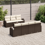 vidaXL 8 Delars Gartsofa Set med Kuddar Brun Poly Rattan
