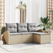 vidaXL 4-delat trädgårdsofforsset med kuddar Beige Poly Rotting