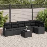 vidaXL 7-delat trädgårdsoffset med kuddar beige poly rattan