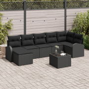 vidaXL 8-delars trädgårdsofa set med kuddar Beige Poly Rattan