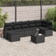 vidaXL 8-delat Trädgårdsoff Set med Kuddar Beige Poly Rattan