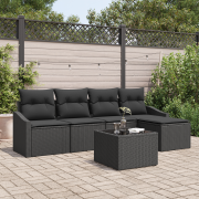 vidaXL 6-delars trädgårdsmatbord med kuddar Beige Poly Rattan