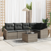 vidaXL 5-delat trädgårdsdining-set med kuddar svart polyrotning
