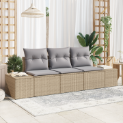 vidaXL 3-delat trädgårdsoffaset med kuddar Beige Poly Rotting