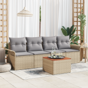 vidaXL 5-delat trädgårdsmöbelset med kuddar Beige Konstrotting Akacia