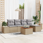 vidaXL 6-delars trädgårdsoff-set med kuddar Beige Polyrotting Akacia