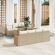 vidaXL 8-delat trädgårdsoffset med kuddar Beige Poly-rotting