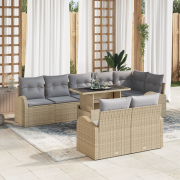 vidaXL 9-delars Trädgårdssoffset med Kuddar Beige Poly Rattan