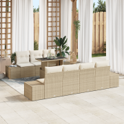 vidaXL 8 Delars Soffset med Kuddar Beige Poly Rattan
