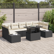 vidaXL 8-delat Trädgårdsoff-set med Kuddar Svart Poly Rattan