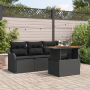 vidaXL 5-delat trädgårdsoffset med kuddar Svart Poly Rattan