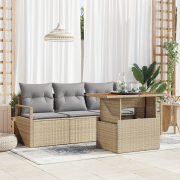 vidaXL 5-delat trädgårdsoffaset med kuddar beige poly rotting