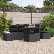 vidaXL 6-delat trädgårdsoff-set med kuddar Svart Poly Rattan