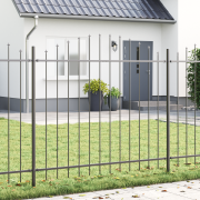 vidaXL Trädgårdsgärde med Bågtopp Grå 5,1x1,25 m Stål