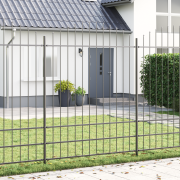 vidaXL Trädgårdsstängsel med bågtopp Grå 8,5x2 m Stål