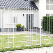 vidaXL Trädgårdsgaller med Bågtopp, Vit, 13,6x2 m, Stål