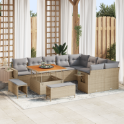 vidaXL 12 Delars Trädgårdsoffeset med Kuddar Beige Poly Rotting Akacia