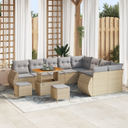 vidaXL 12-delars trädgårdsoffset med kuddar beige poly rattan akacia