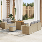 vidaXL 8 Delars Trädgårdsoff-set med kuddar Beige Poly Rottning Akacia