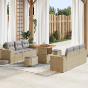 vidaXL 9-delat trädgårdsoffaset med kuddar Beige Poly rotting Akacia