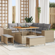 vidaXL 8-delars trädgårdssofa-set med kuddar Beige Poly rotting Akacia