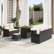 vidaXL 8-delat trädgårdsofa-set med kuddar svart poly rotting akacia
