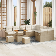 vidaXL 12-delad trädgårdsoffaset med kuddar beige poly rotting akacia