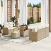 vidaXL 8-delat trädgårdsoffset med kuddar beige polyrotting akacia