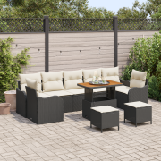 vidaXL 10-delat Trädgårdsoffaset med Kuddar Svart Poly Rattan Akaciatr...