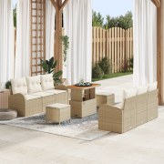vidaXL 9-delad trädgårdsoffasets med kuddar Beige Polyroting Akacia