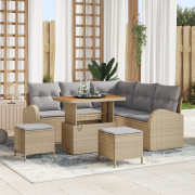 vidaXL 8-delad trädgårdssoffset med kuddar beige polyrotting akacia