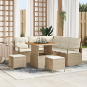 vidaXL 8-delat trädgårdsoffasett med kuddar beige polyrotting akacia