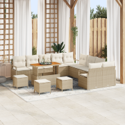 vidaXL 14 Delars Trädgårdsoffasett med kuddar Beige Polyrotting Akacia