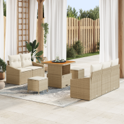 vidaXL 8-delat Trädgårdsoffaset med kuddar Beige Poly Rattan Akacia