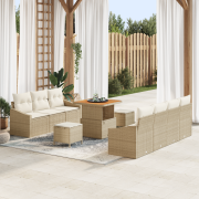 vidaXL 10-delat Trädgårdssoffset med kuddar Beige Poly-rotting Akacia