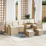 vidaXL 10-delars trädgårdsoffset med kuddar beige poly rotting acacia