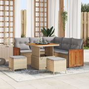 vidaXL 8-delad trädgårdsoffset med kuddar beige poly rattan akacia