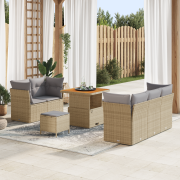 vidaXL 8 Delars Trädgårdsoffset med Kuddar Beige Poly Rattan Akacia