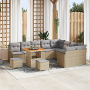 vidaXL 12-delars Trädgårdsoffset med dynor Beige Poly Rattan Akacia