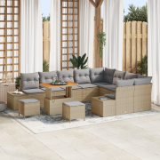 vidaXL 12-delars trädgårdsoffaset med kuddar beige poly rotting akacia